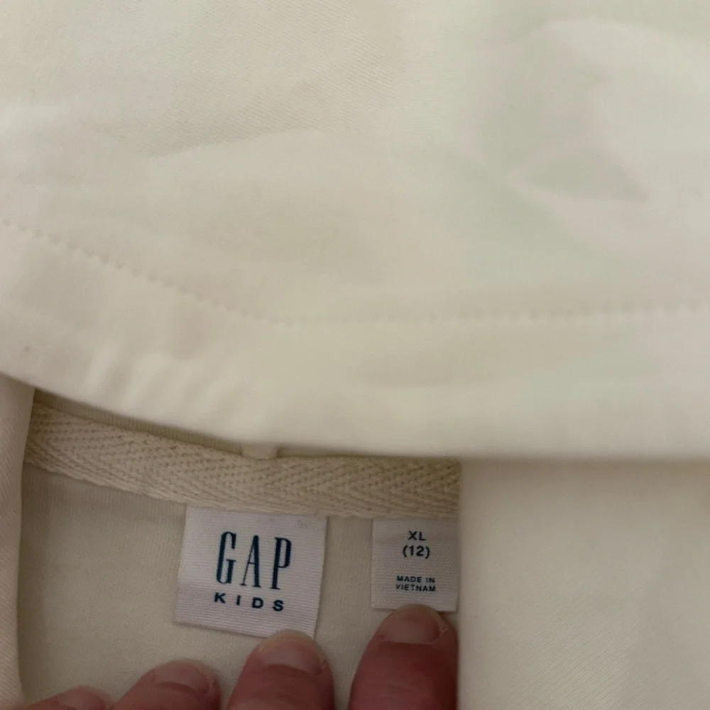 GAP Kids Cream Half Zip Hoodie Girls XL 12 Pullover Sweatshirt Ivory